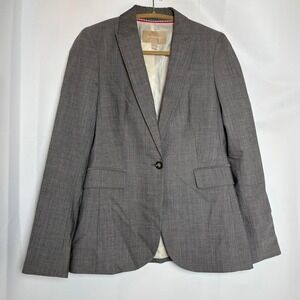 Banana Republic Gray Wool Blend Blazer Jacket Women Size 4 One Button Office